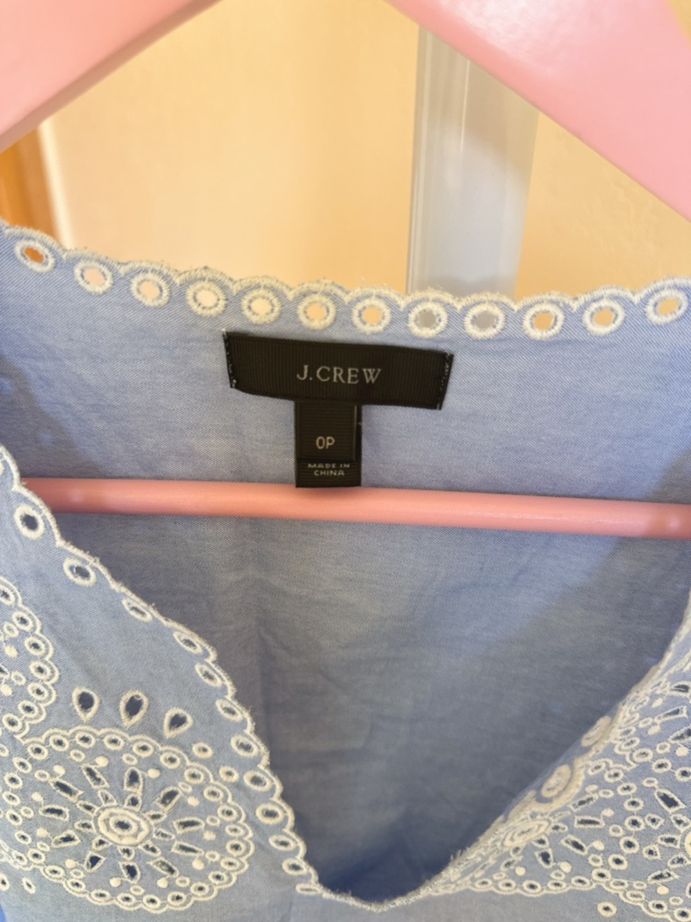 J. Crew Light Blue Eyelet Embroidered Sleeveless Cotton Camisole Size 0P - Picture 3 of 7